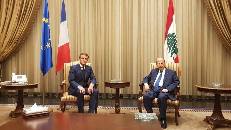 دیدار ماکرون با همتایی لبنانی در بیروت
